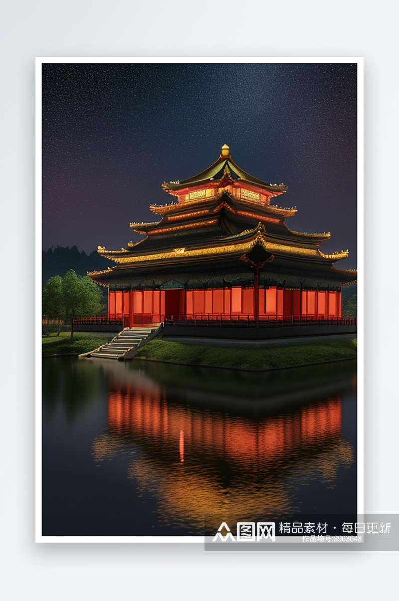 金碧辉煌的中国风宫殿超高清渲染素材