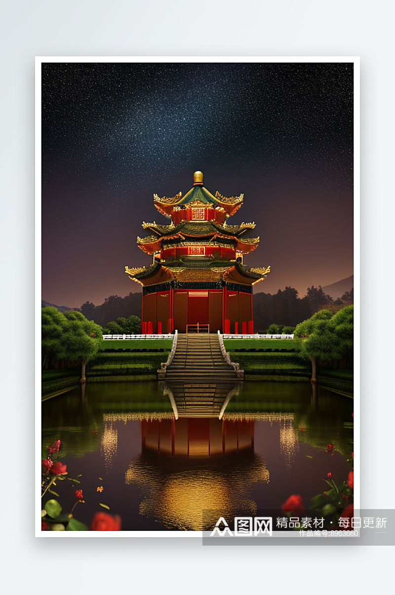 金碧辉煌的中国风宫殿超高清渲染素材