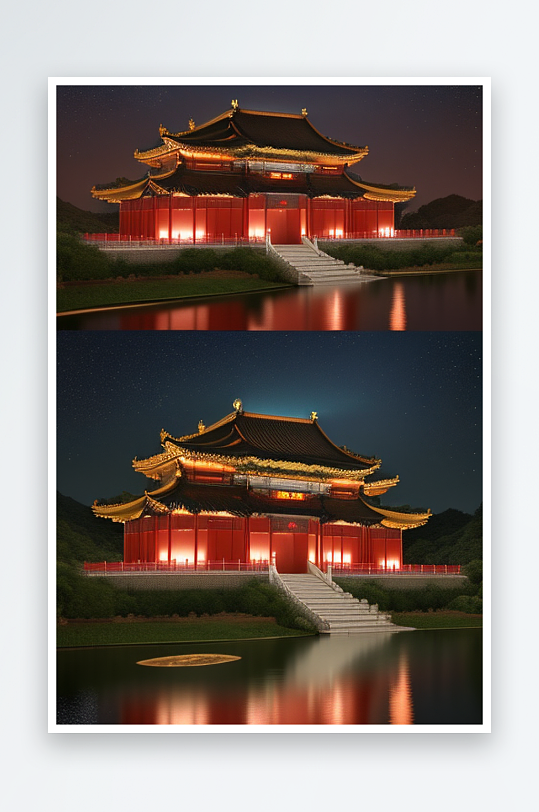 金碧辉煌的中国风宫殿超高清渲染