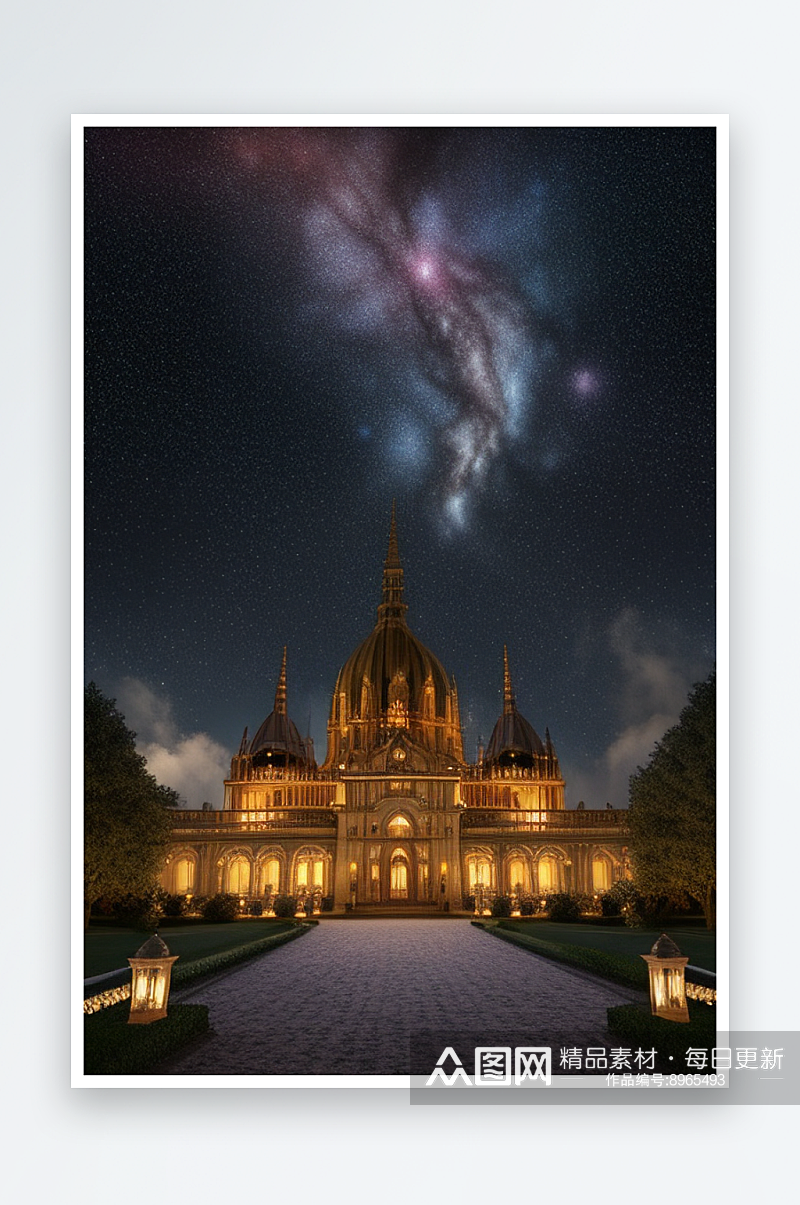 欧洲风格水晶宫超细节描绘梦幻光影效果素材