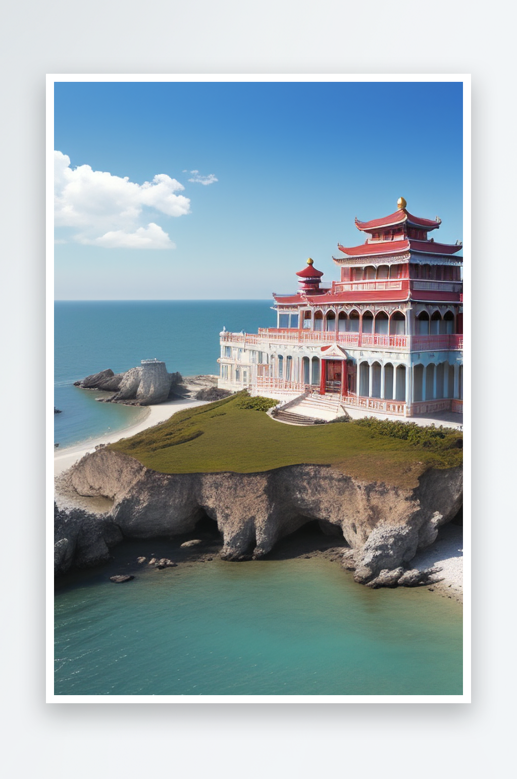 明媚海滨宫殿的美景素材