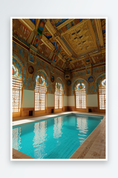 高迪风格宫殿的室内泳池