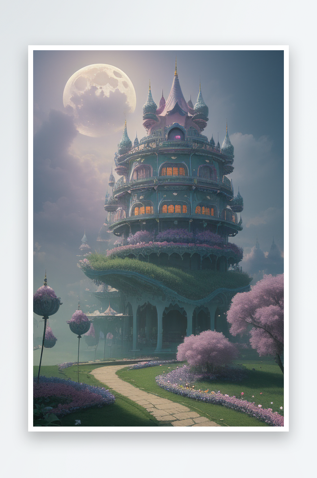 烟雾缭绕的宫殿迷幻奇观素材