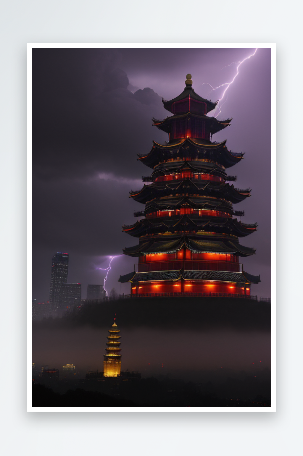 中国风建筑中的宏伟壮丽景色素材