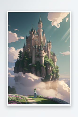 梦幻花园城堡云海中的仙境