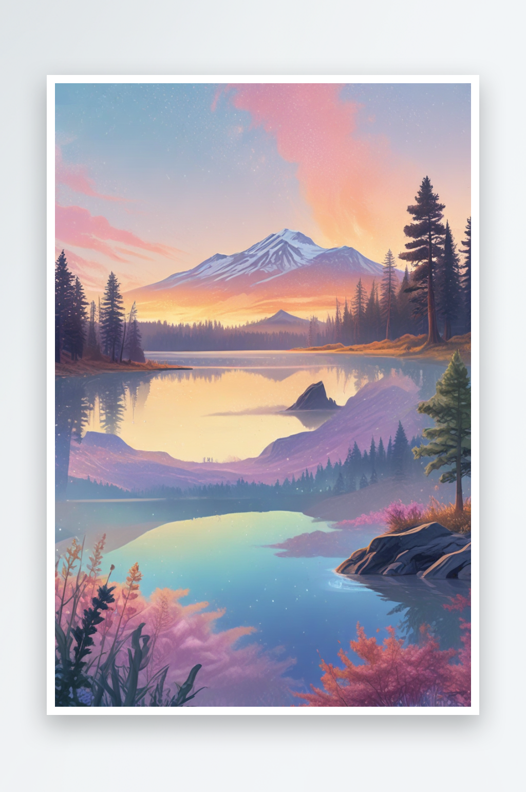 神秘火山湖的壮丽美景素材