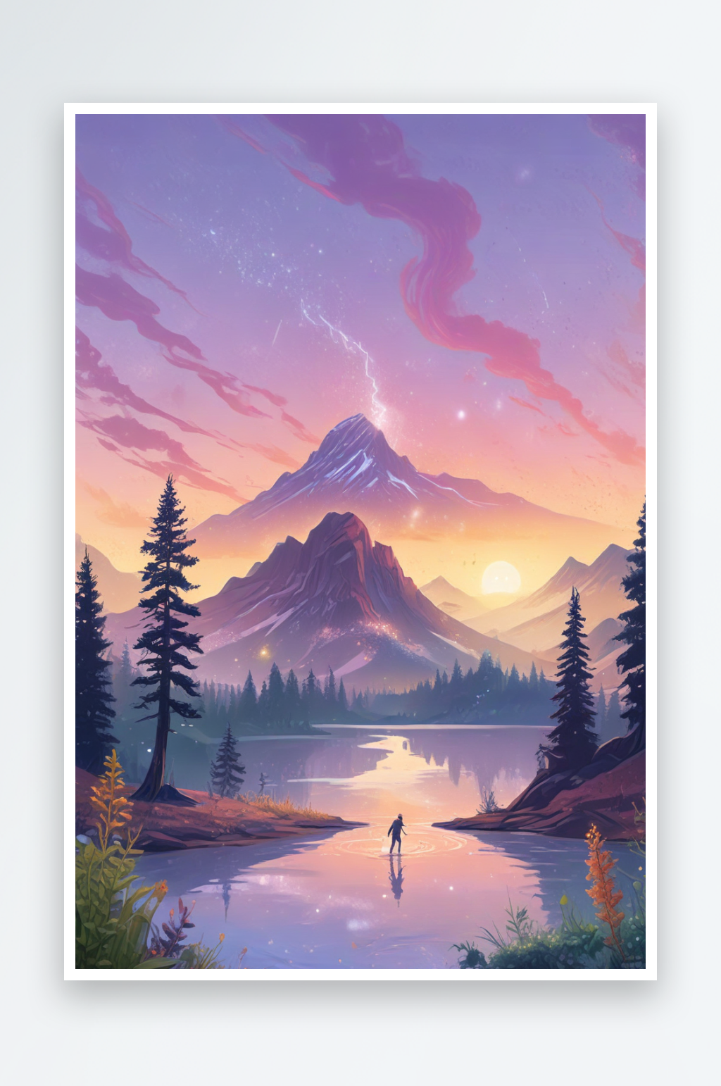 火山湖的奇幻之旅素材