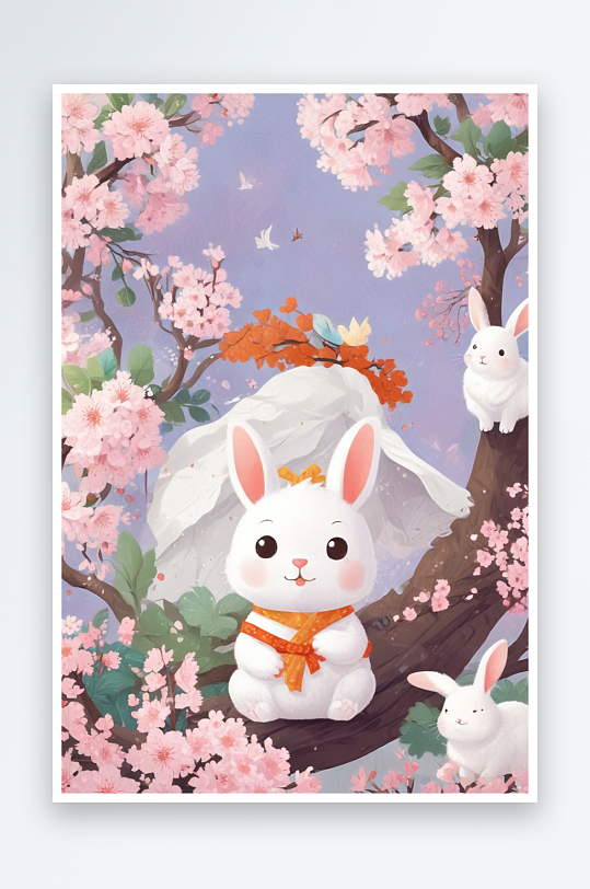 兔子与樱花的童话般邂逅