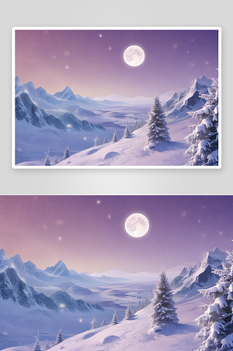 美丽的雪山金色满月下的夜空之旅