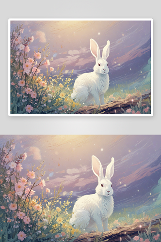 柔和光影中的可爱兔子