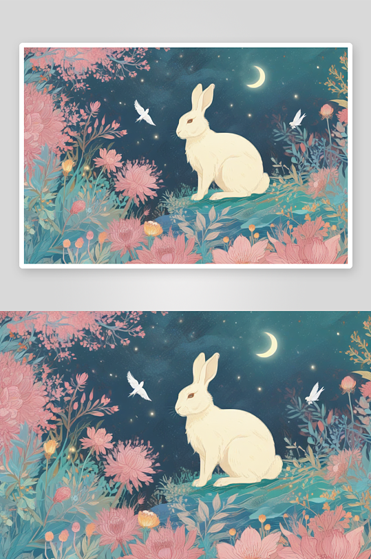 柔和色彩中兔子的温柔之美