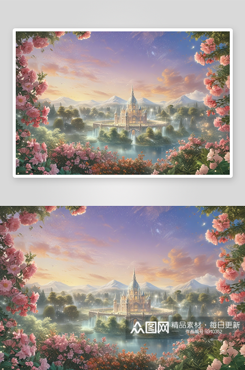 水晶宫欧式风格玫瑰插图展现素材