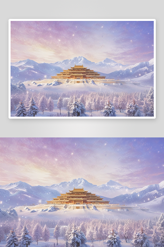 金色中国皇家宫殿昆仑雪山巅峰