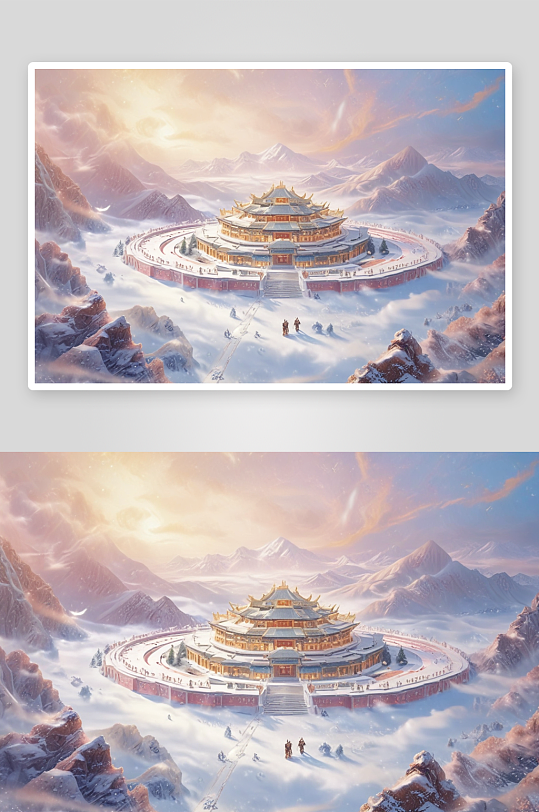 中国皇家宫殿金色瑰宝昆仑雪山巅