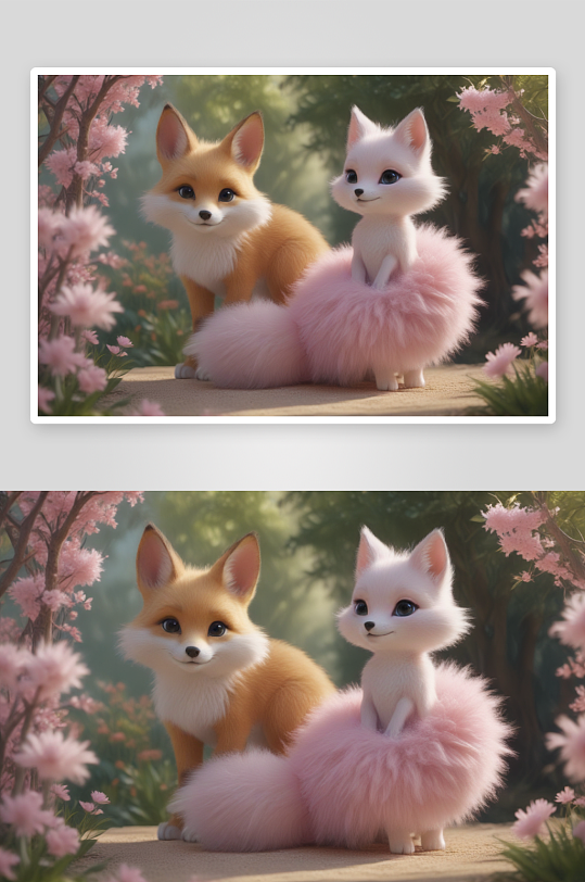 粉色狐狸宝宝的天真可爱