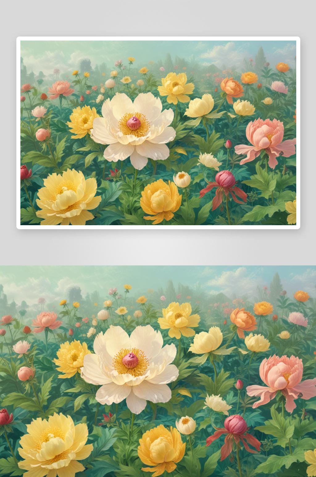 牡丹花的花园盛宴素材