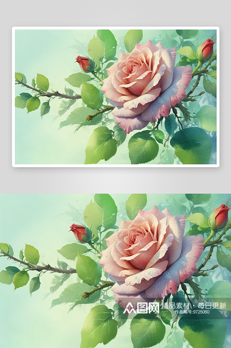 玫瑰图画的抽象与写实风格对比素材