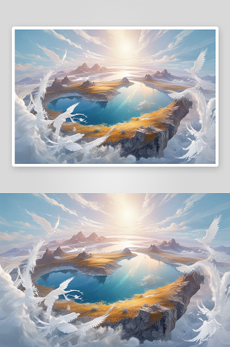 冰湖云彩的风景与人文意义