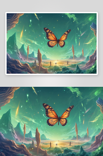 蝴蝶插画自然灵感的绘画表达