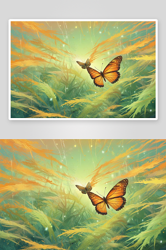 蝴蝶插画自然灵感的绘画表达
