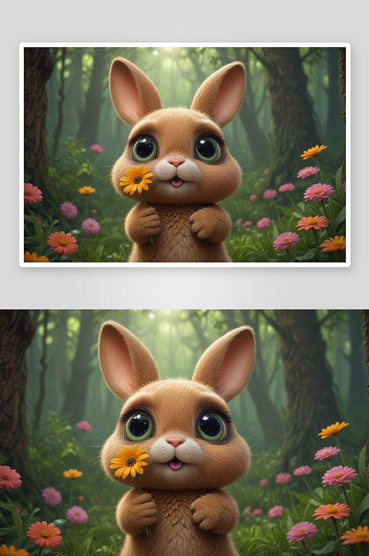 可爱的小兔子童话世界里的憨态可掬