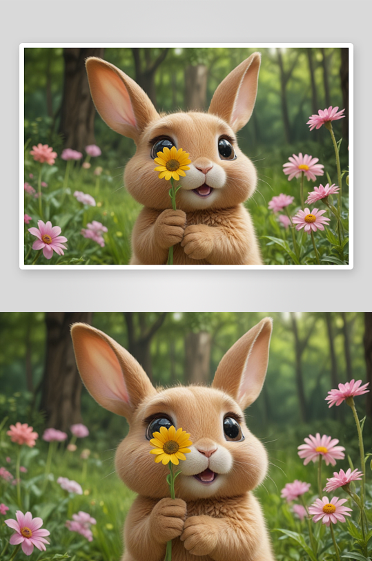 可爱的小兔子活泼可人的耳朵小精灵