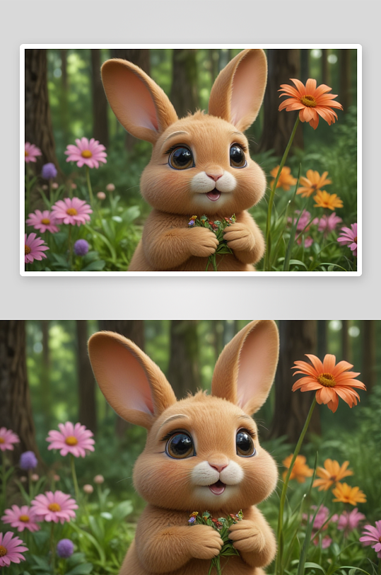 可爱的小兔子活泼可人的耳朵小精灵