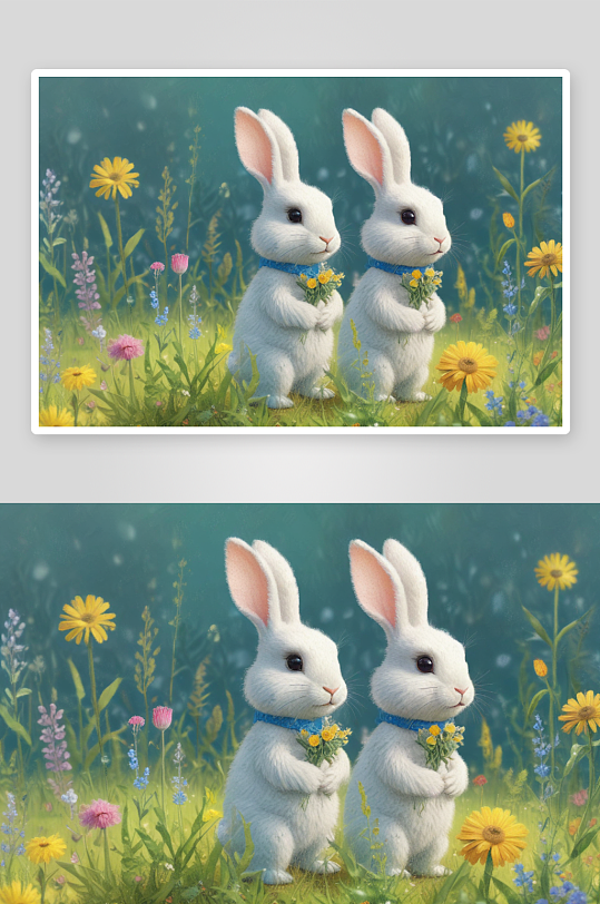 可爱的小兔子温暖童话里的呵护之星