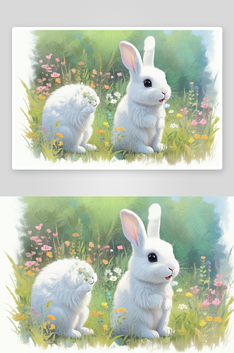 可爱的小兔子温暖童话里的呵护之星