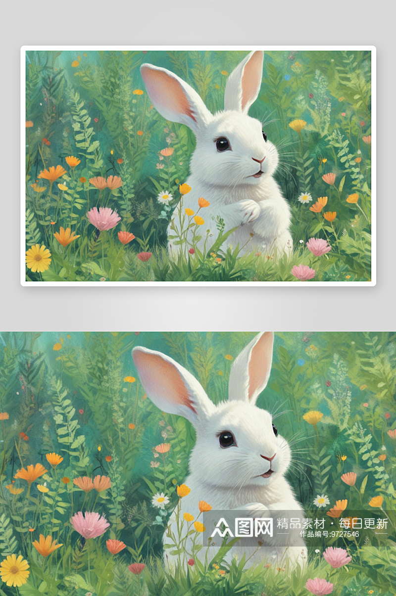 可爱的小兔子天真可爱的草原小宠物素材