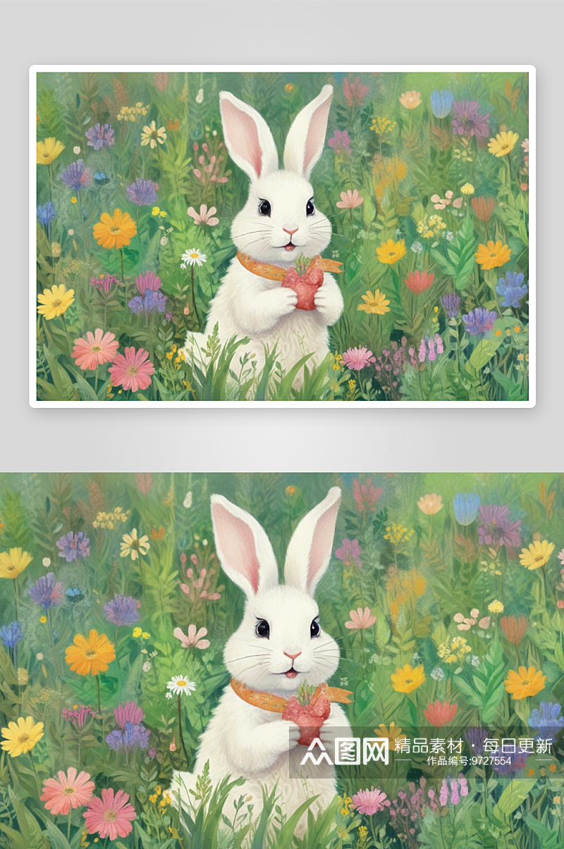 可爱的小兔子天真可爱的草原小宠物素材