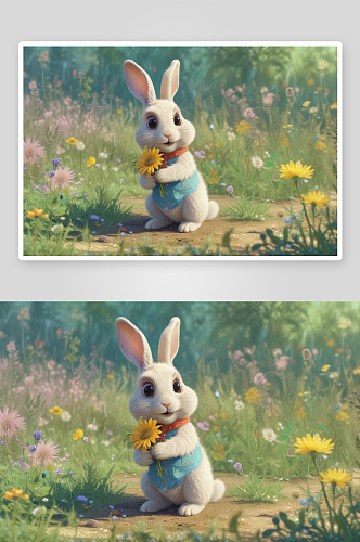 可爱的小兔子温柔可爱的童话仙境