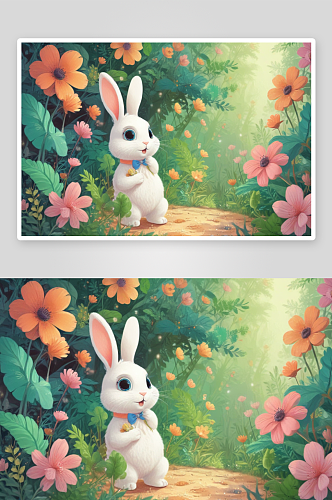 可爱的小兔子温柔可爱的童话仙境