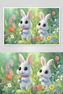 可爱的小兔子温暖童话世界里的小甜心