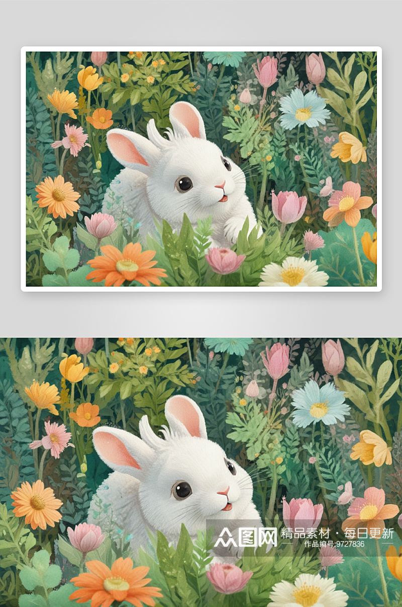 可爱的小兔子快乐跳跃的小动物小伙伴素材