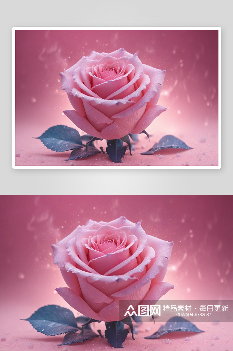 粉色玫瑰温柔花瓣中的浪漫梦境素材