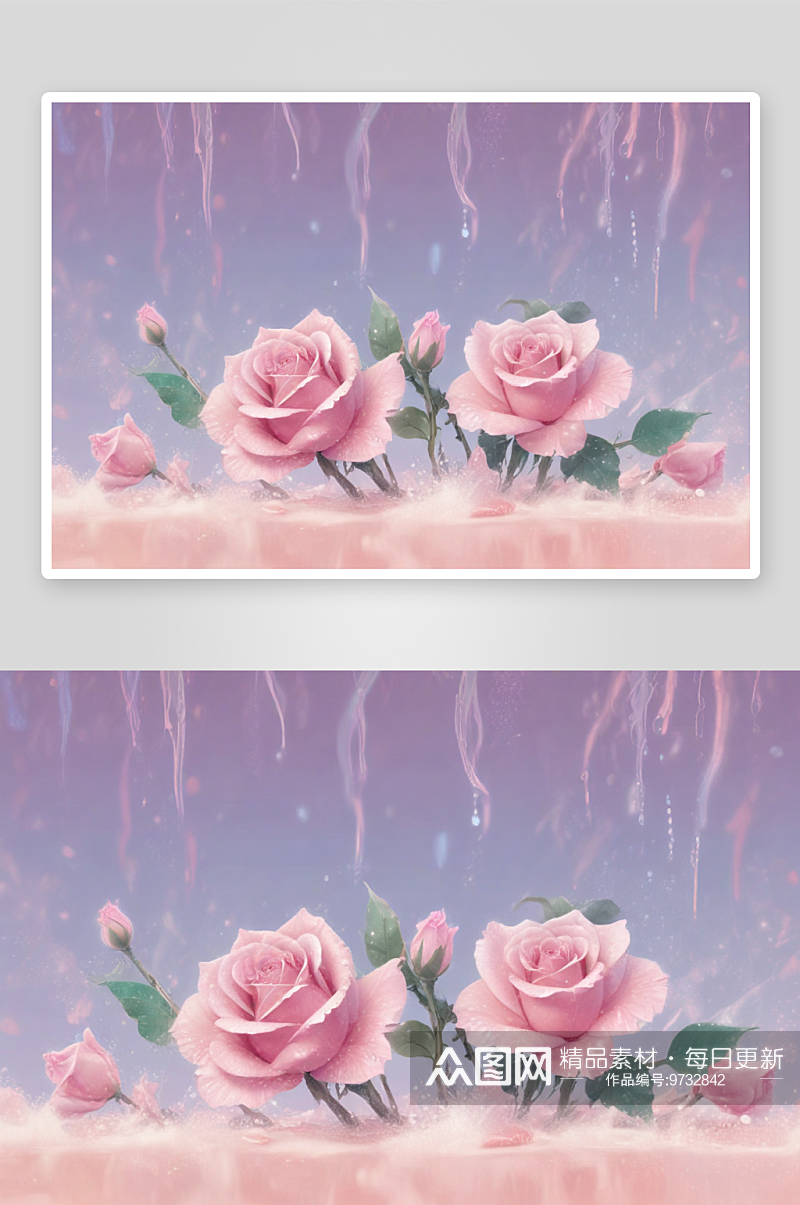 粉色玫瑰温暖花瓣中的浓郁爱情素材