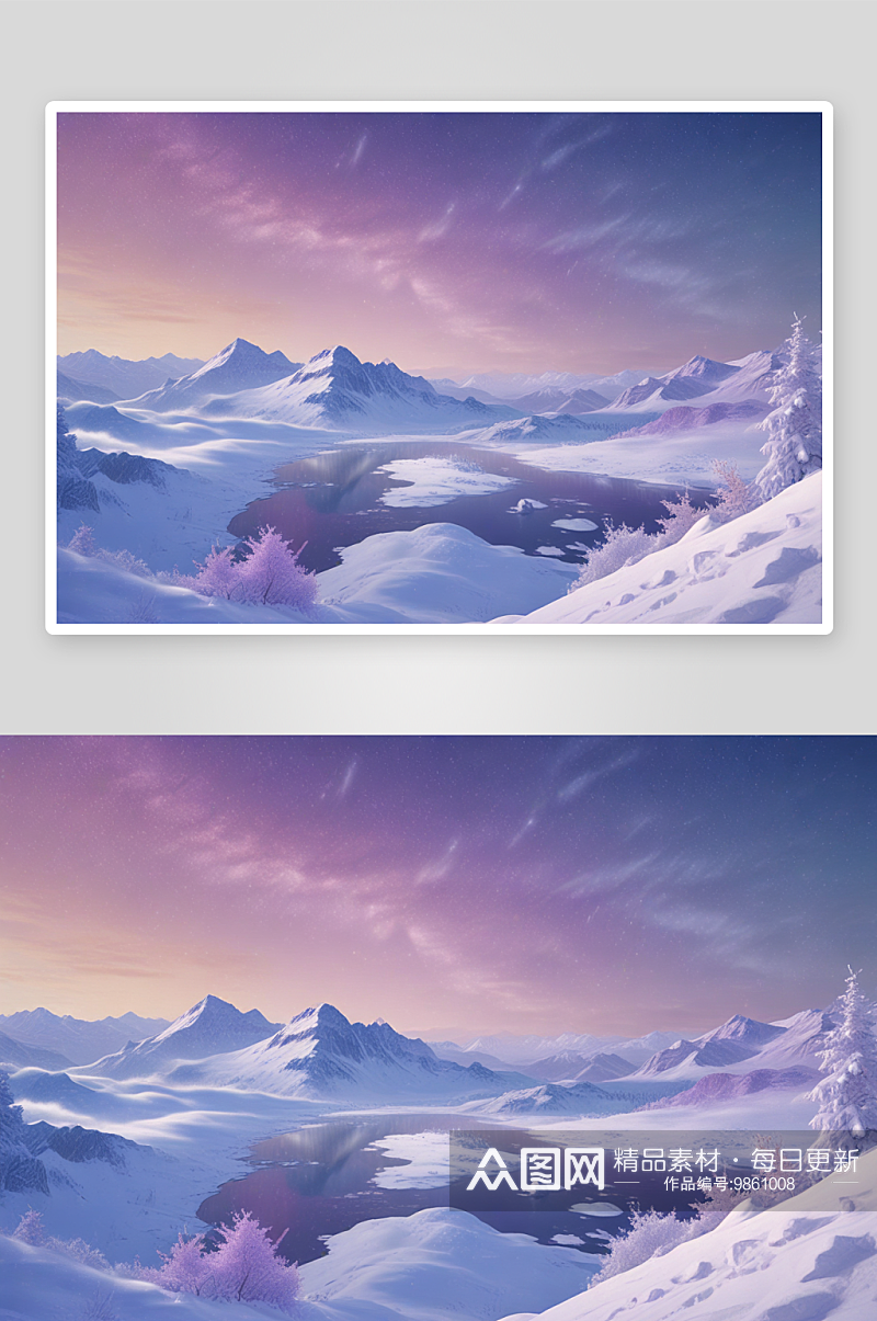 极光与雪山的壮丽景色素材