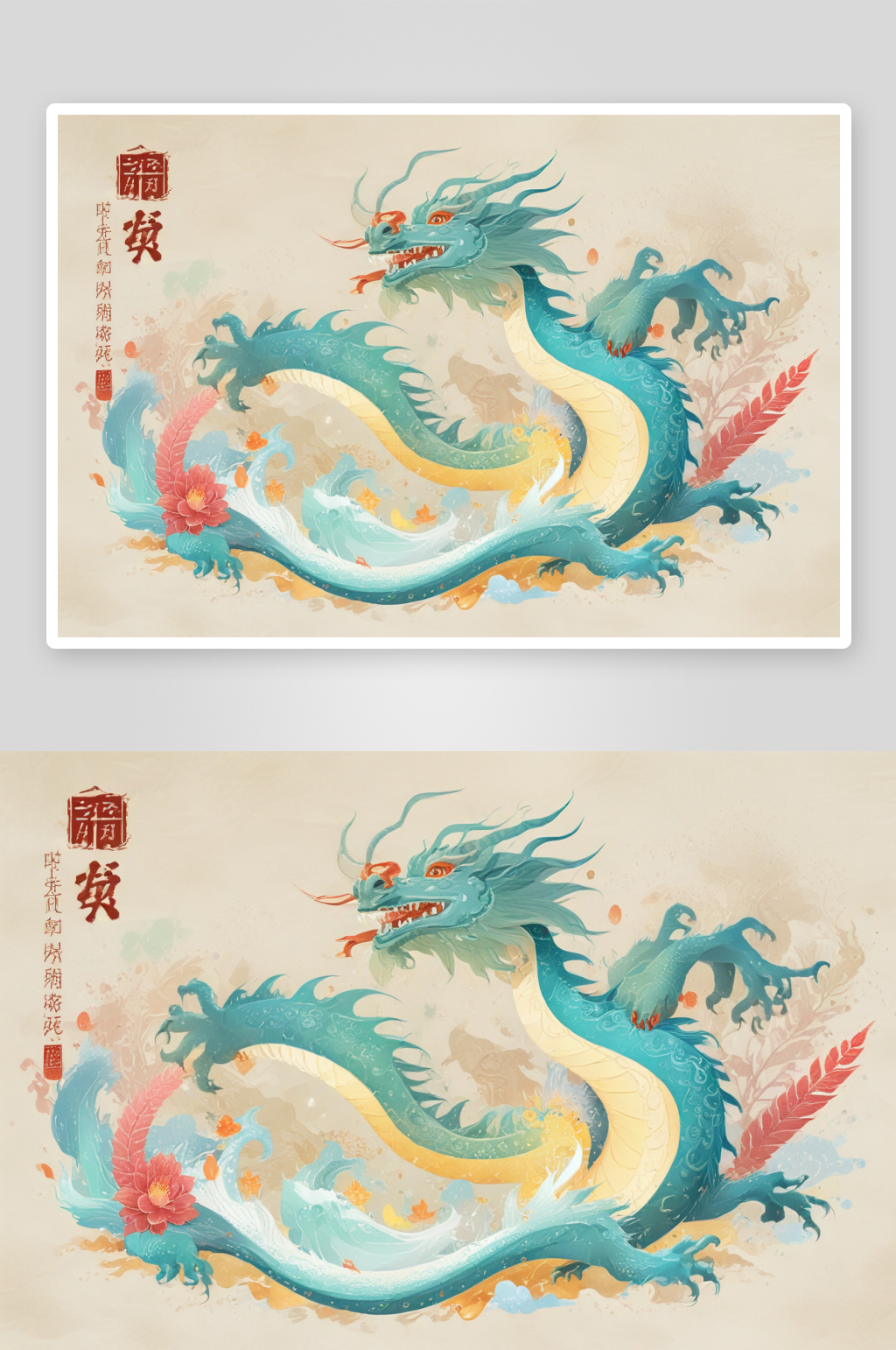勇猛威武的巨龙绘画素材
