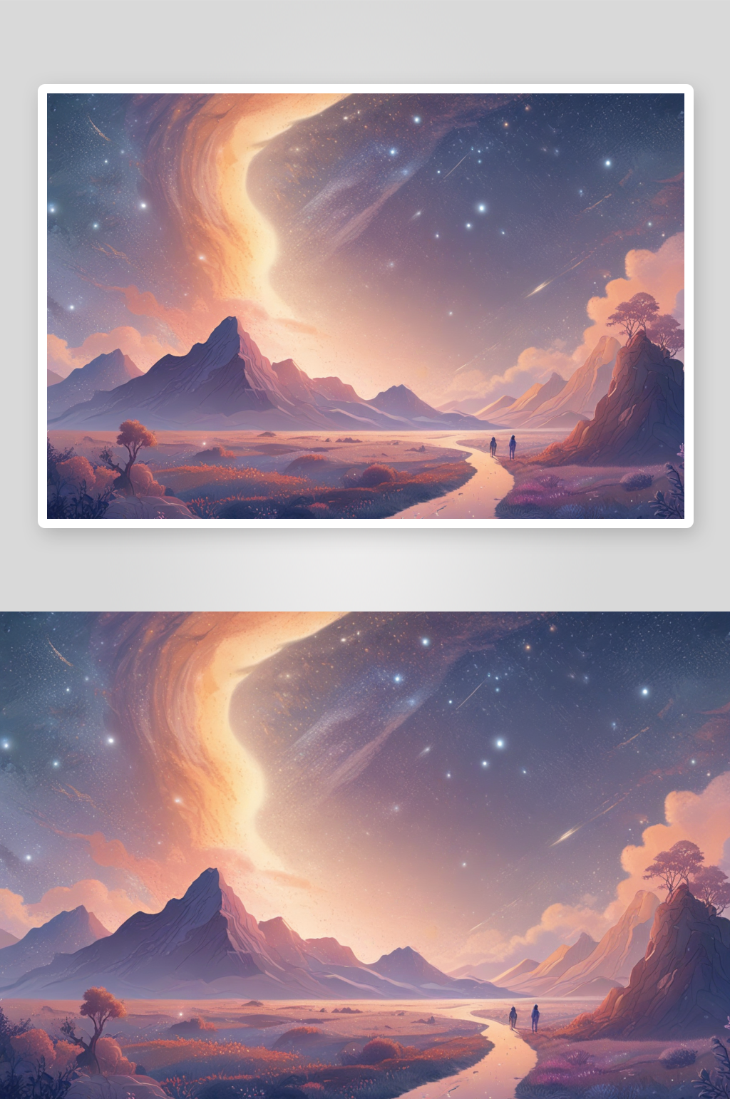 梦幻星空的星空奇遇插画素材