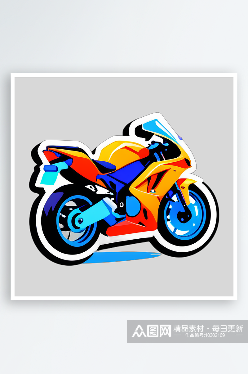 摩托车插画图案勾勒出你的自由态度素材