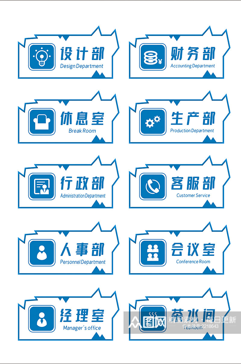 蓝色公司企业异形标识牌导视VI素材