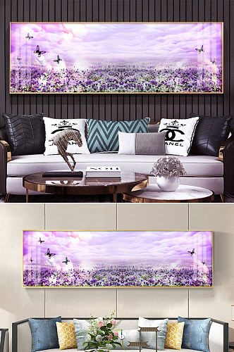 紫色植物花海花卉装饰画