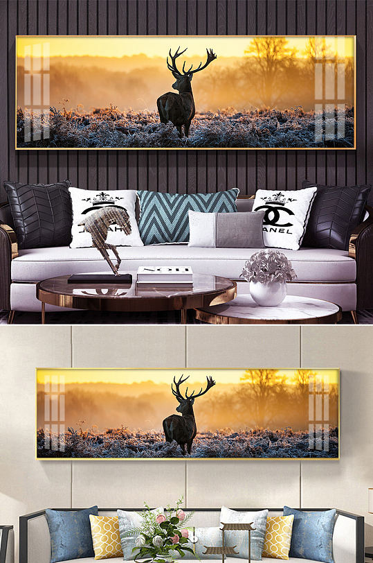 欧式森林麋鹿装饰画