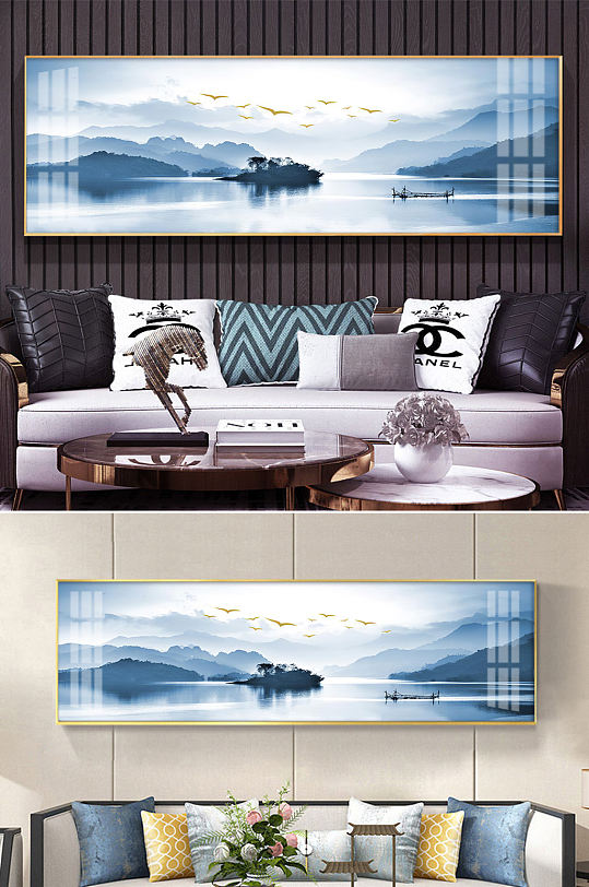 禅意意境山水晶瓷画-众图网