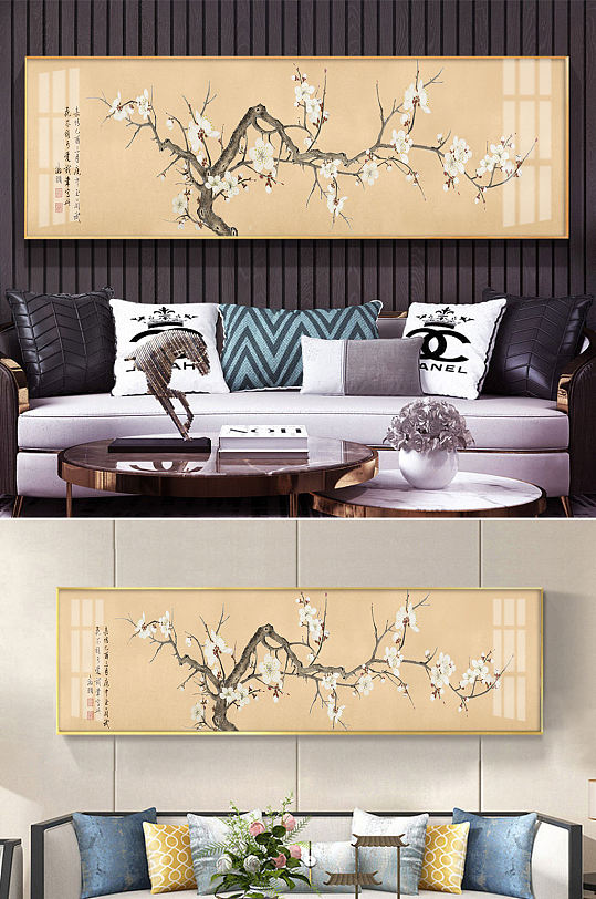 中式梅花国画花鸟装饰画-众图网