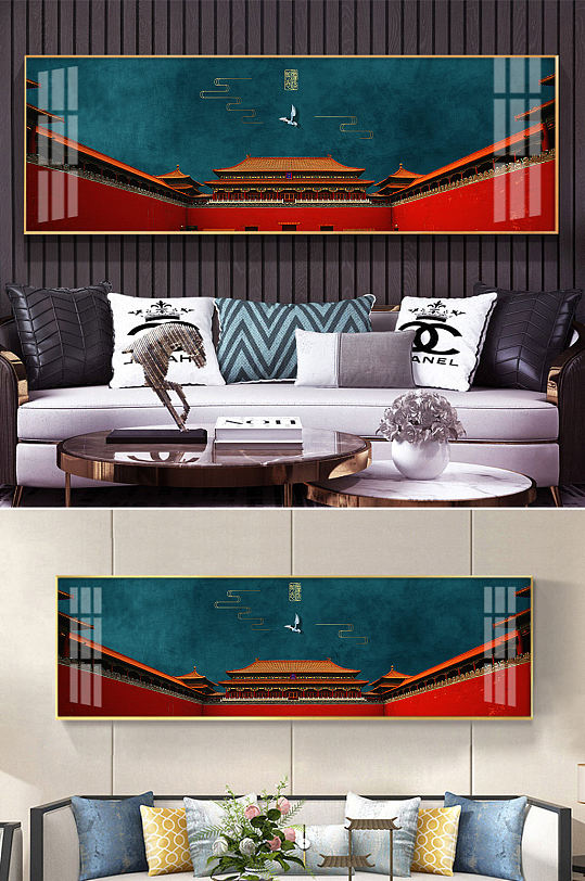 中国风宫墙故宫红色装饰画-众图网