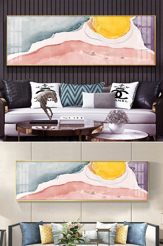 北欧现代手绘抽象水彩艺术装饰画