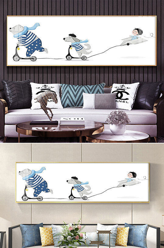 儿童房卡通动物装饰画-众图网