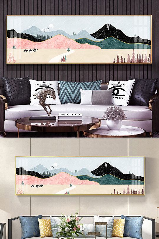 抽象山水禅意意境水墨装饰画-众图网